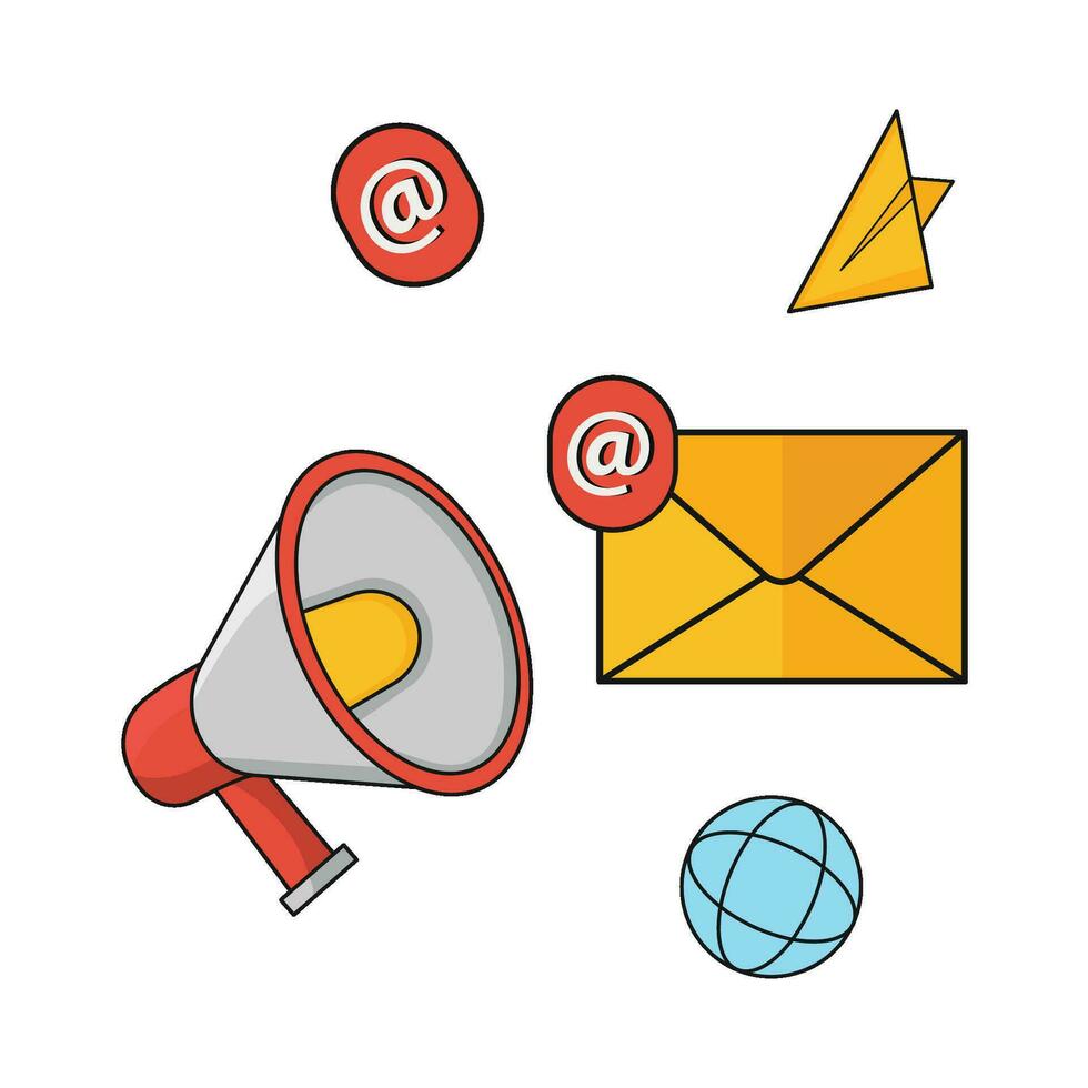 email, megaphone with internet illustration vector