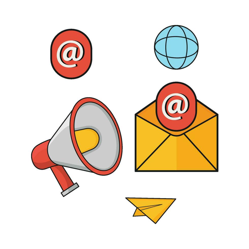 correo electrónico márketing con megáfono ilustración vector