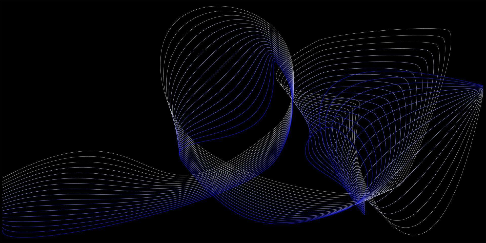 Abstract black vector background with curved lines. Modern abstract gradient wavy geometric background. Suitable for landing page, website, banner, poster, cover, postcard.