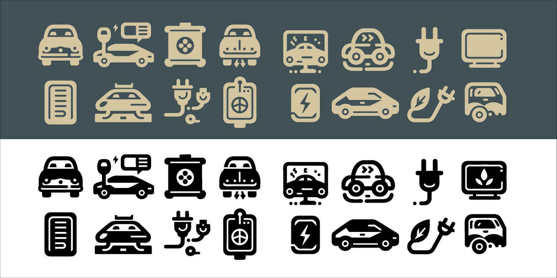 vector Electric vehicle. car icon set with charger station and battery