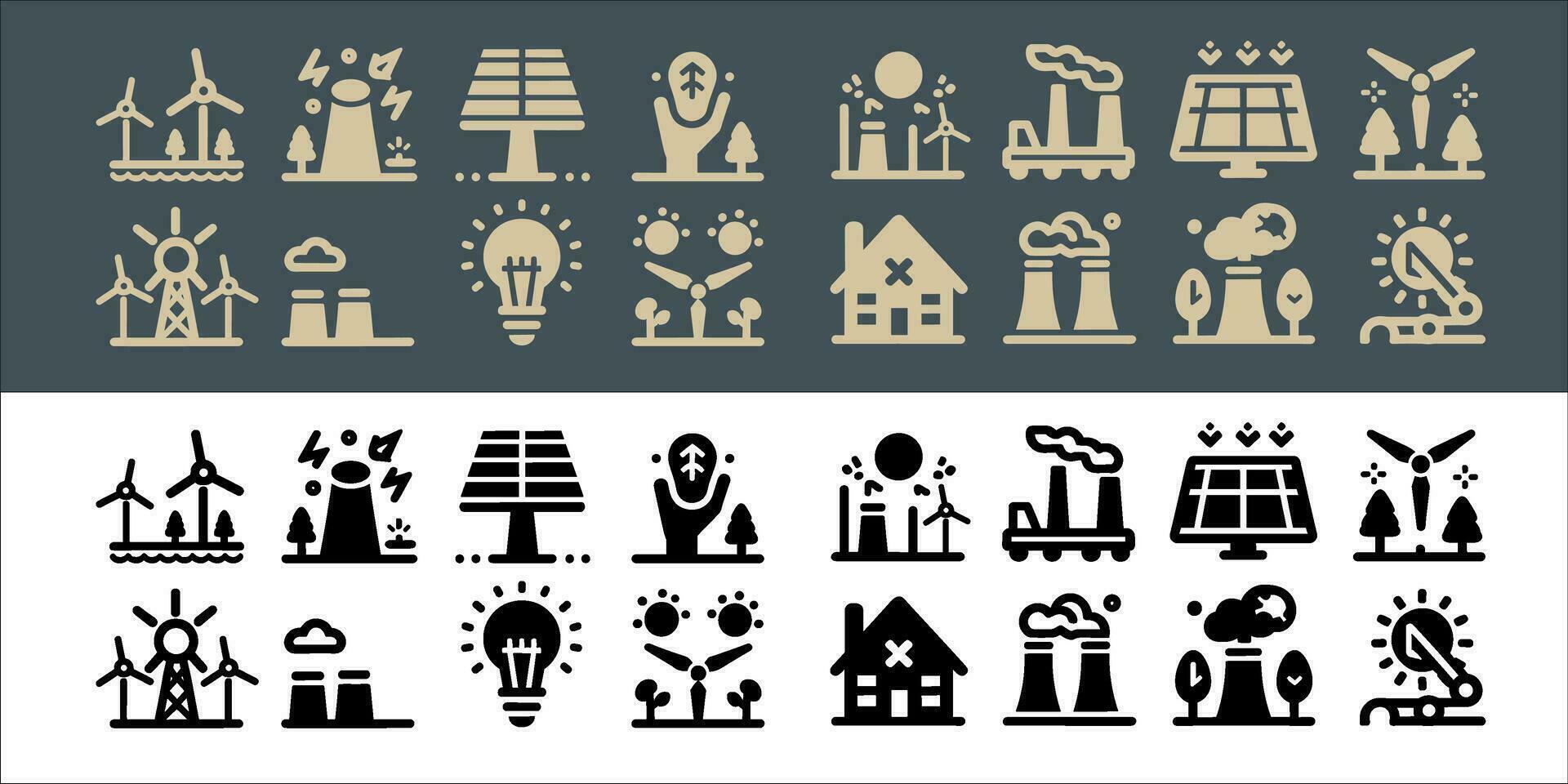 Windmill turbine vector set icons. renewable energy, alternative sources energy and eco friendly with transparent background