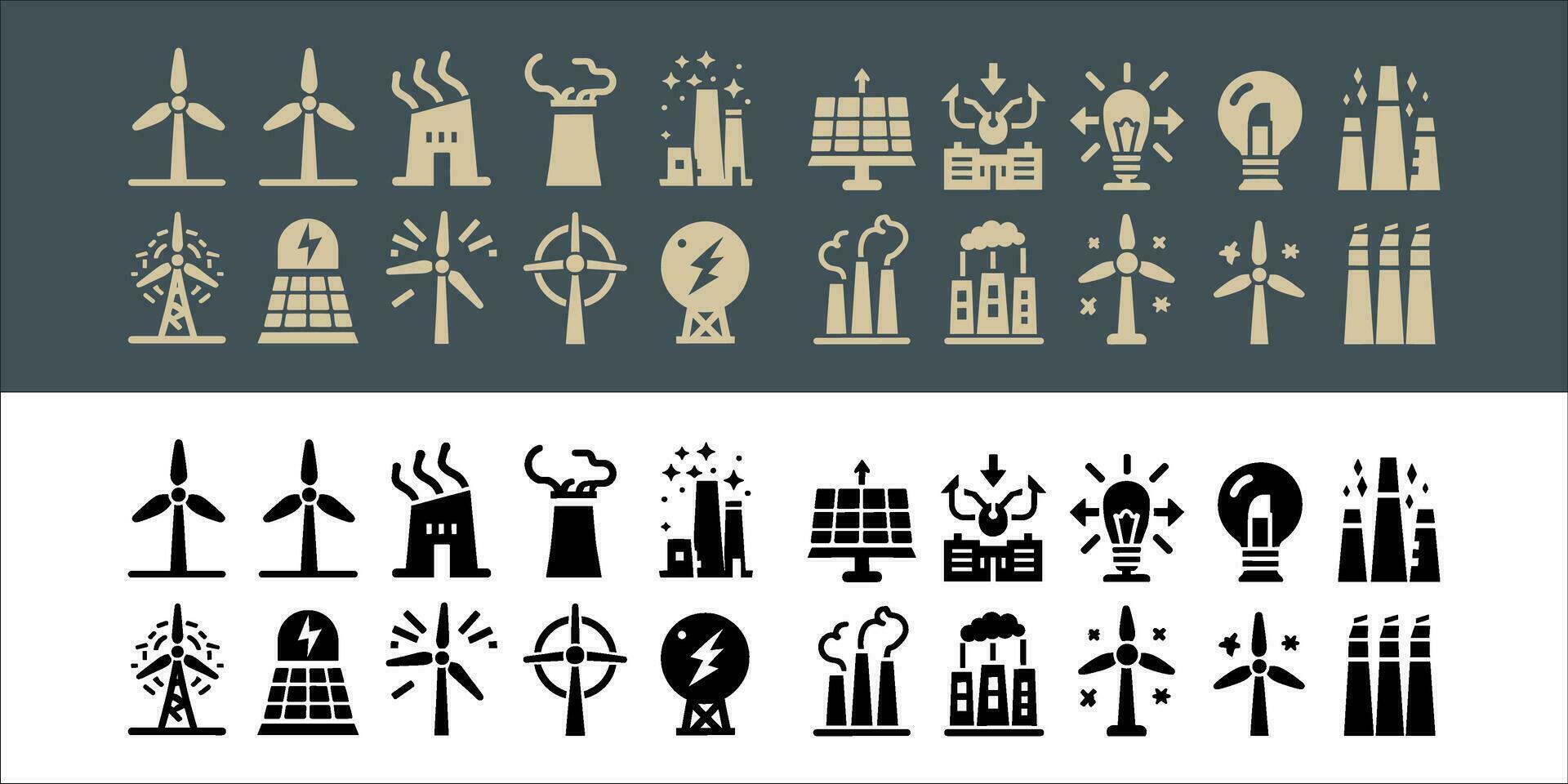 Windmill turbine vector set icons. renewable energy, alternative sources energy and eco friendly with transparent background