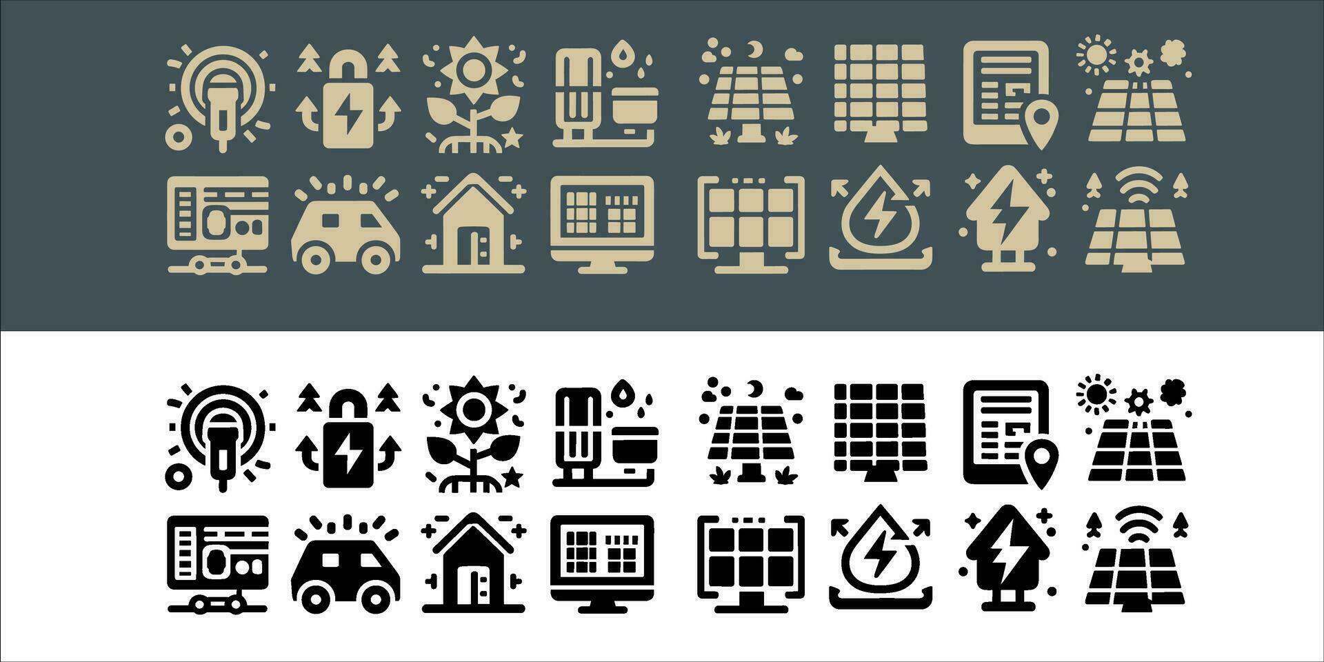 vector Set line icons of solar panels collection in transparent background