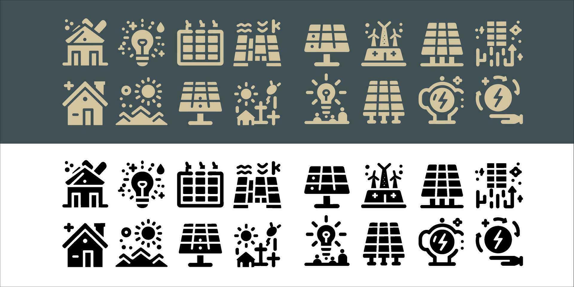 vector Set line icons of solar panels collection in transparent background