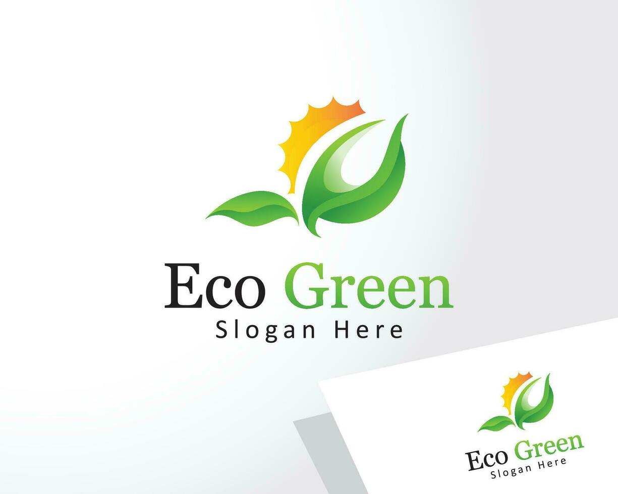 eco verde logo creativo color moderno Dom hoja solar naturaleza vector