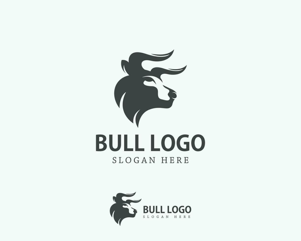 toro logo creativo cabeza negro vector diseño animal fuerte