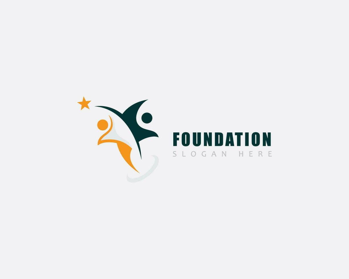 Fundación logo creativo personas resumen amigo éxito educación vector