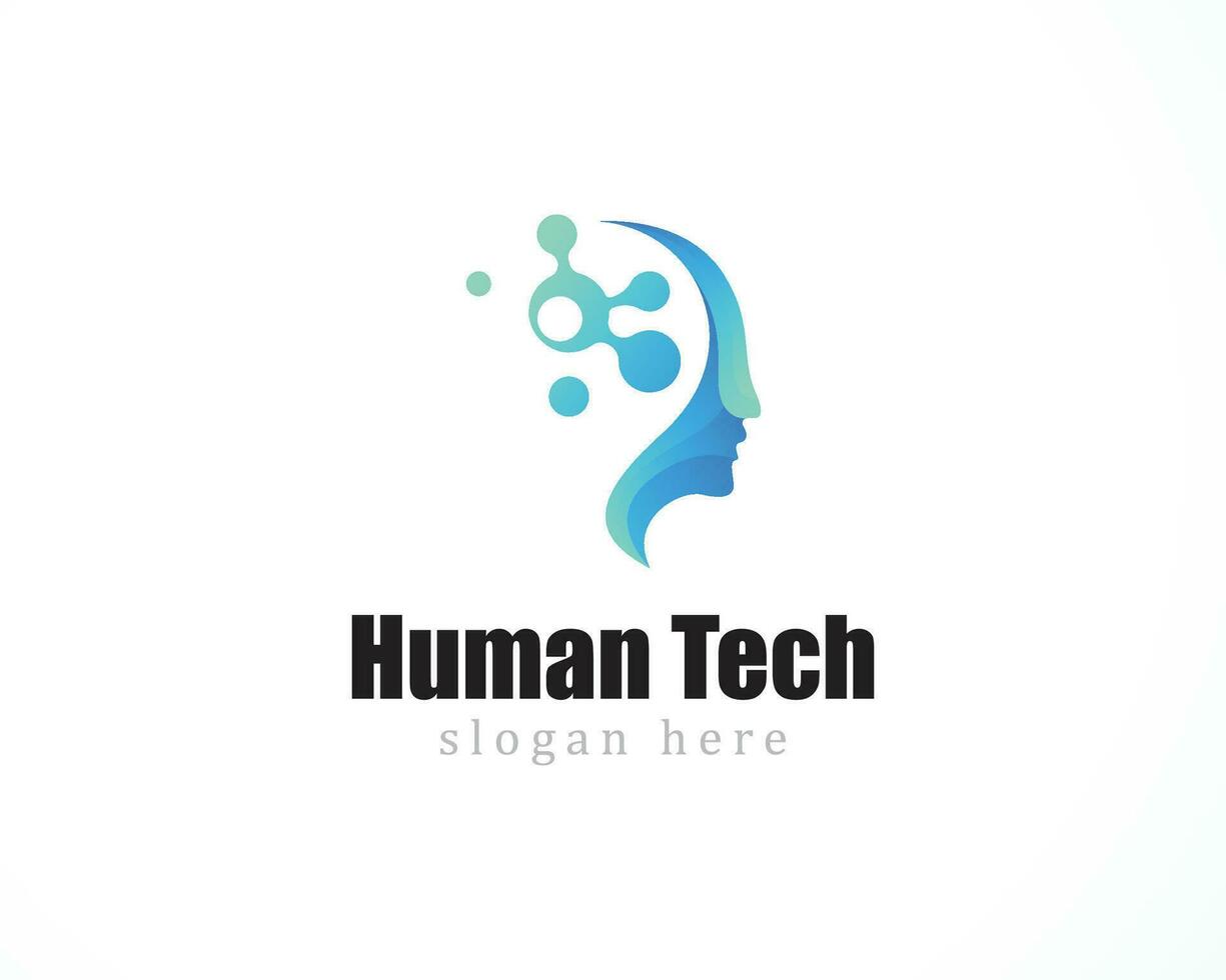 human tech logo creative science psychology spa health molecule vector