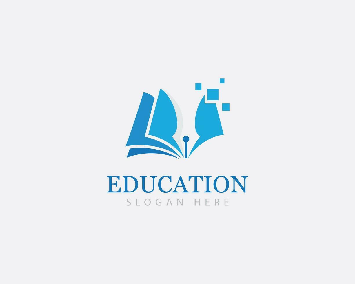 educación logo creativo concepto digital colegio digital píxel diseño vector