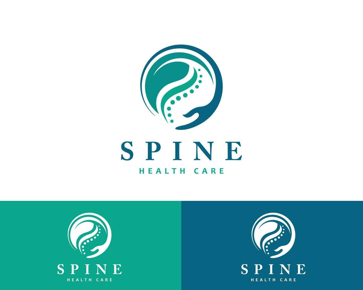 spine logo creative care hand nature health logo concept medical solution vector