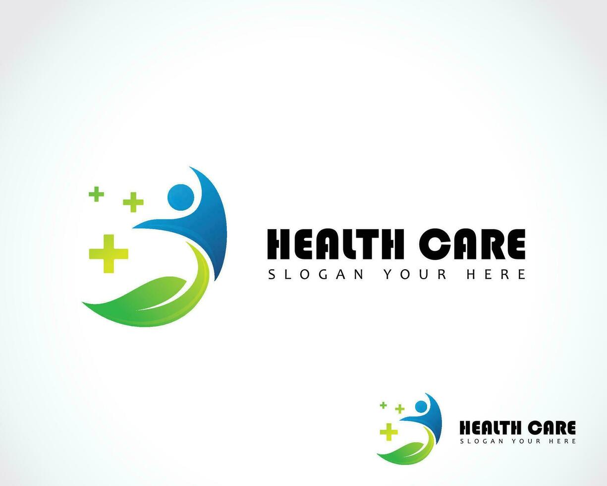 health care logo creative nature leave massage design concept color modern plus vector