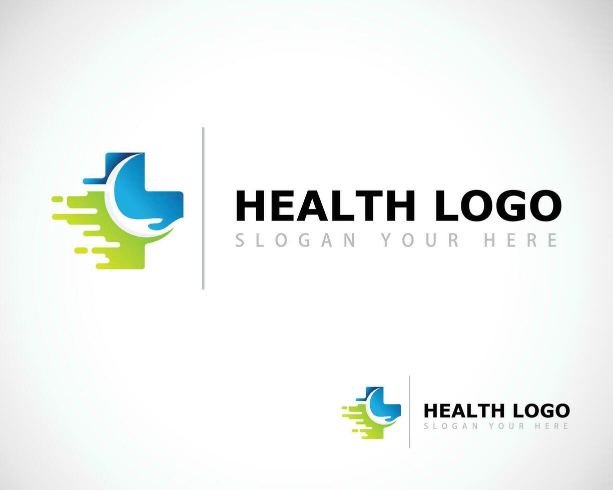 health logo creative care fast plus medical design concept color modern hospital sign symbol vector