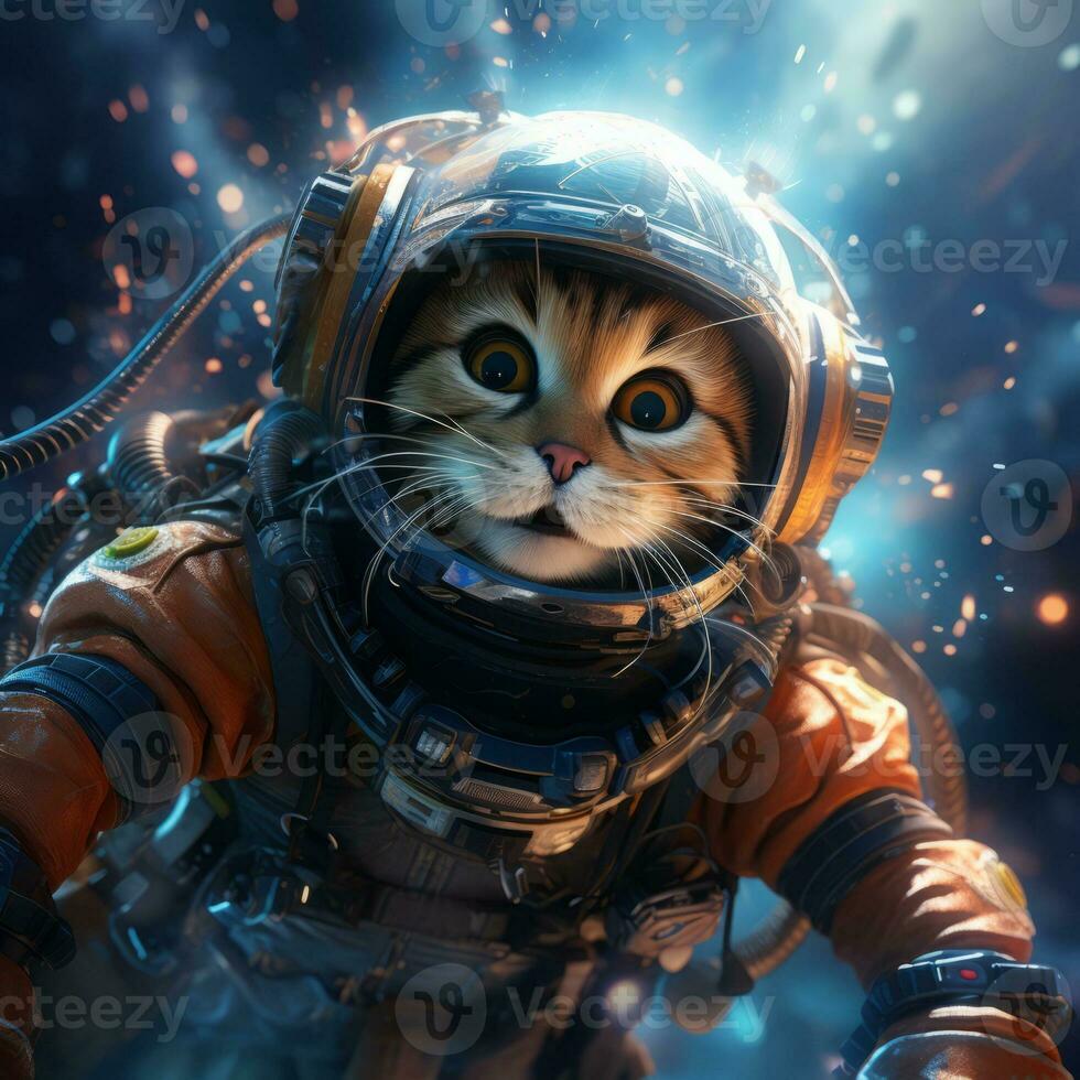 AI generated Cute Cat Works as an Astronaut photo