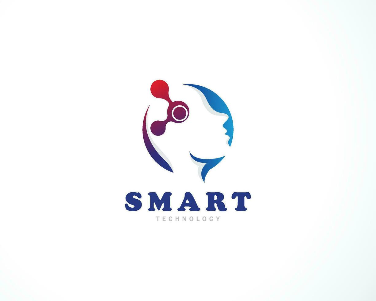 smart logo creative technology people design concept science vector