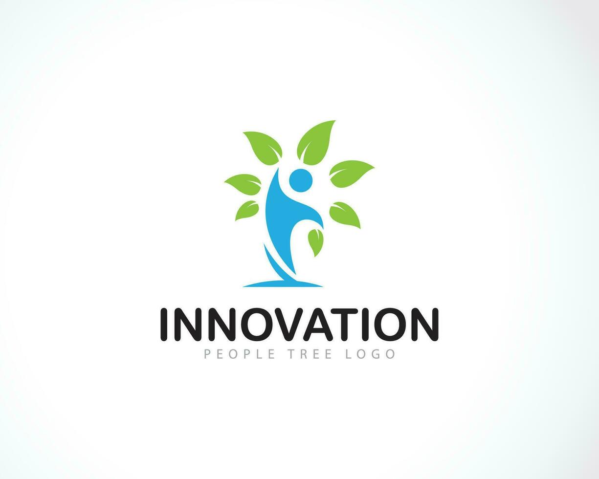innovation logo creative people tree logo design concept natural health yoga success reaching vector