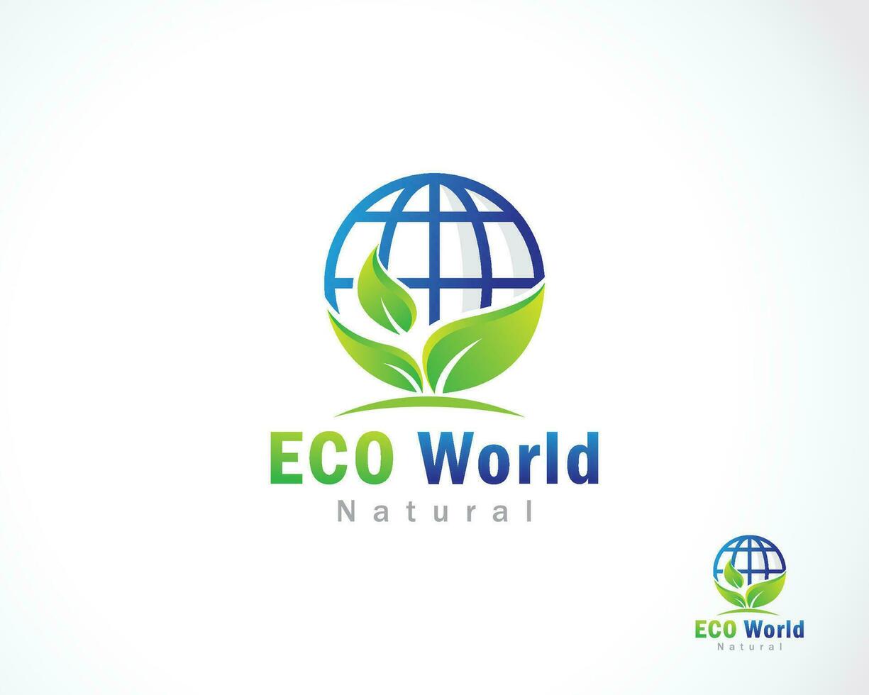 eco world logo creative nature globe care nature design concept vector