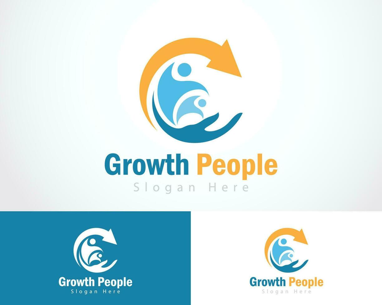 growth people logo smart education team friendship arrow design icon care hand design vector