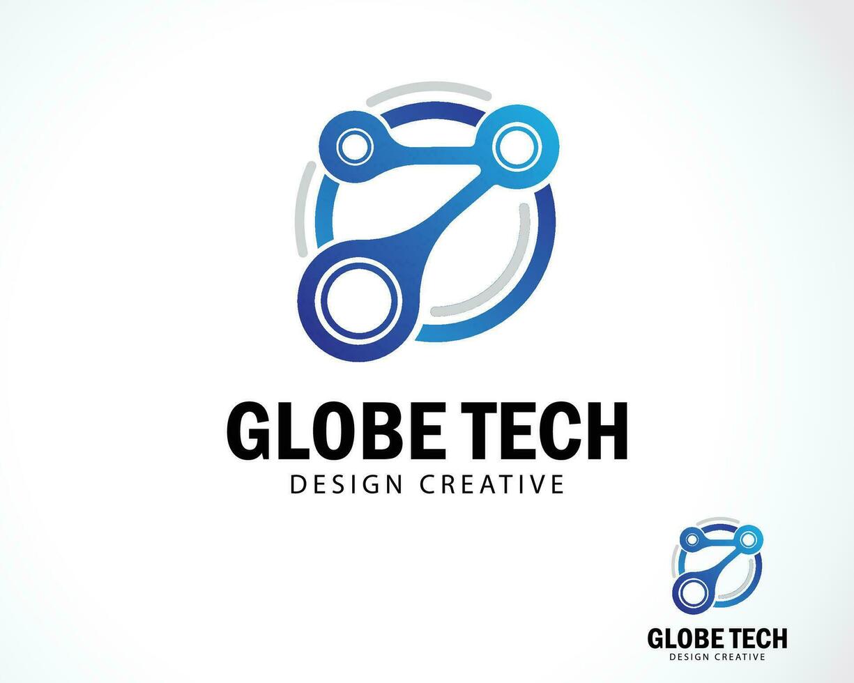 globe tech logo creative connect network design concept science molecule bio tech logo creative vector