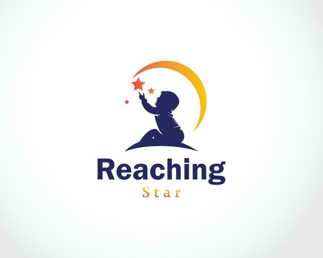 reaching star logo creative children design concept vector