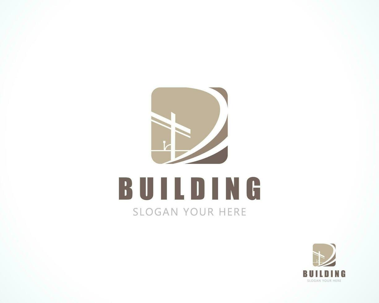 Building logo creative line art sign symbol construct city skyline business vector