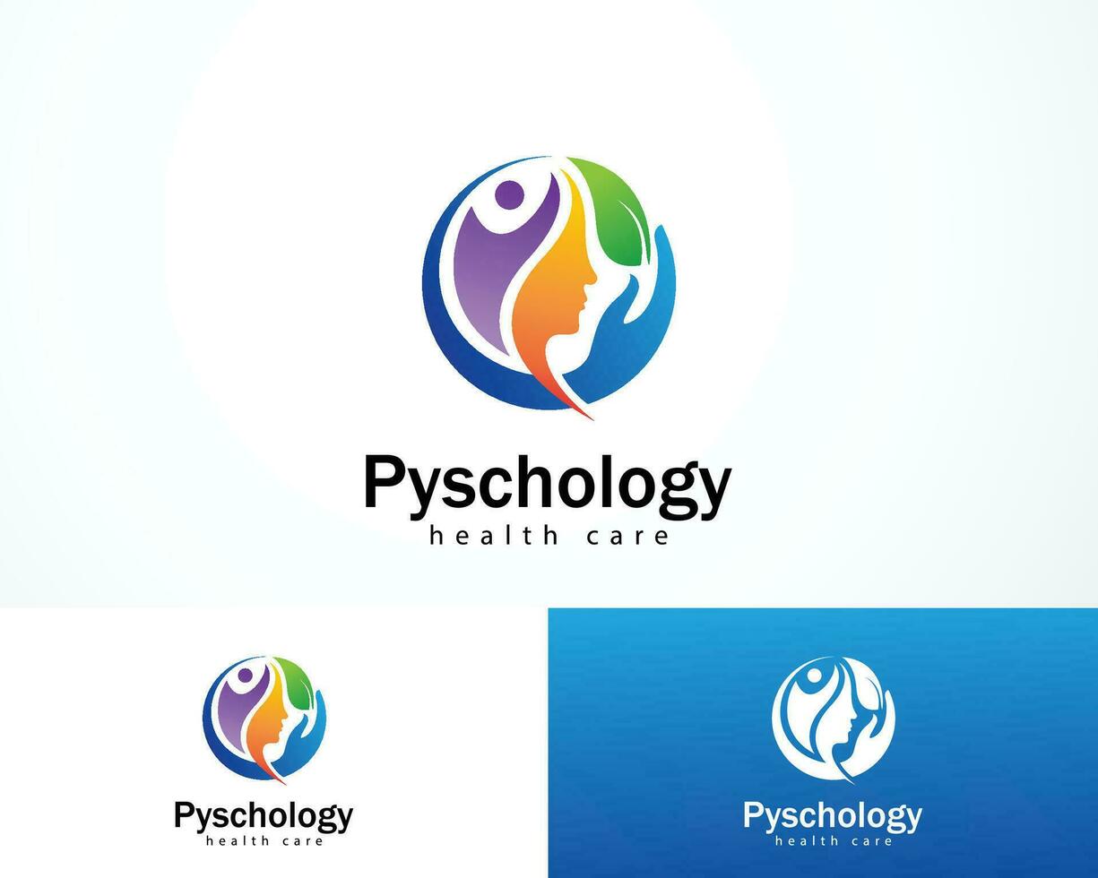 psychology logo creative health care nature herbal massage spa leave and people design concept vector