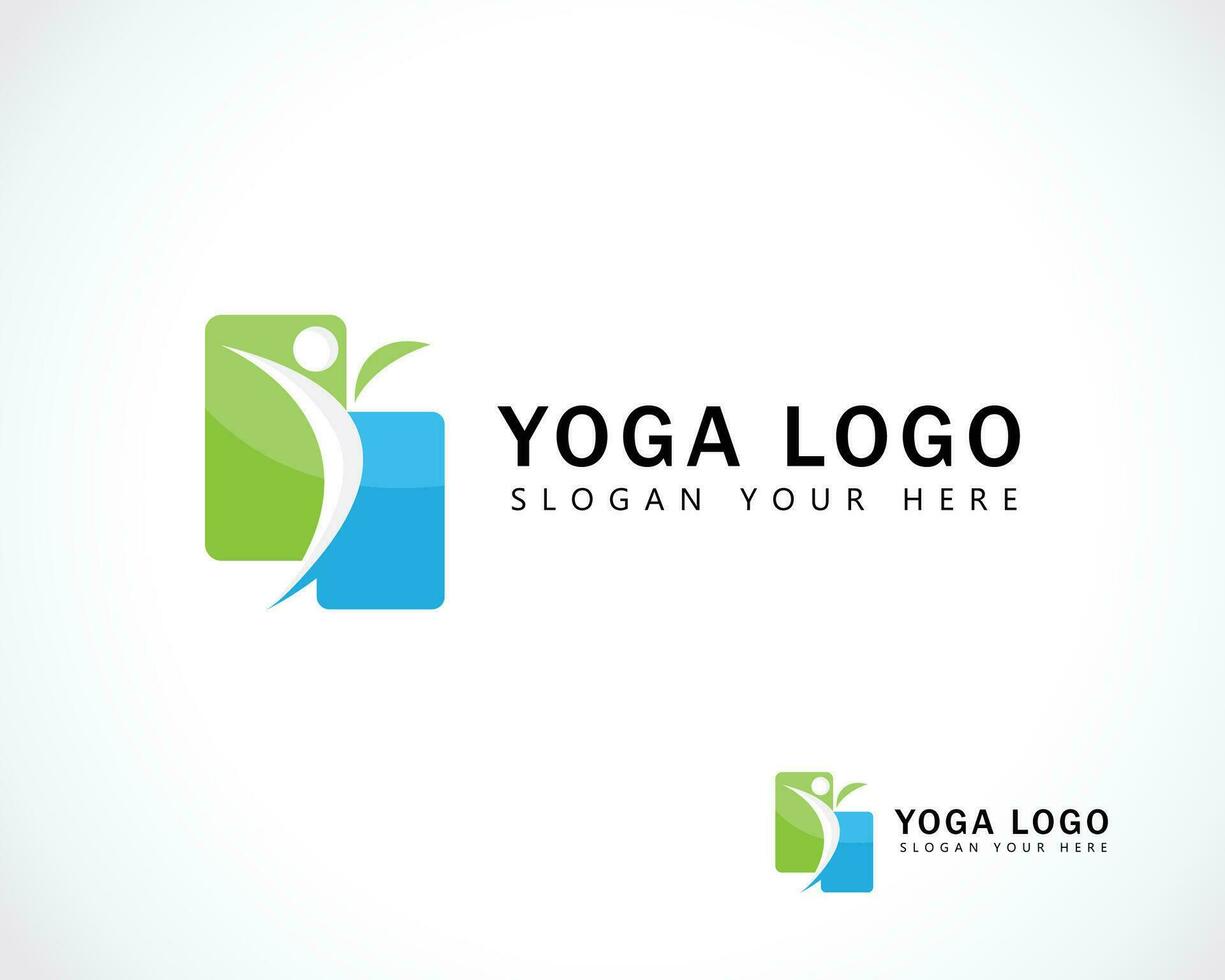 yoga logo firmar símbolo deporte personas resumen contento belleza cuerpo y spa vector