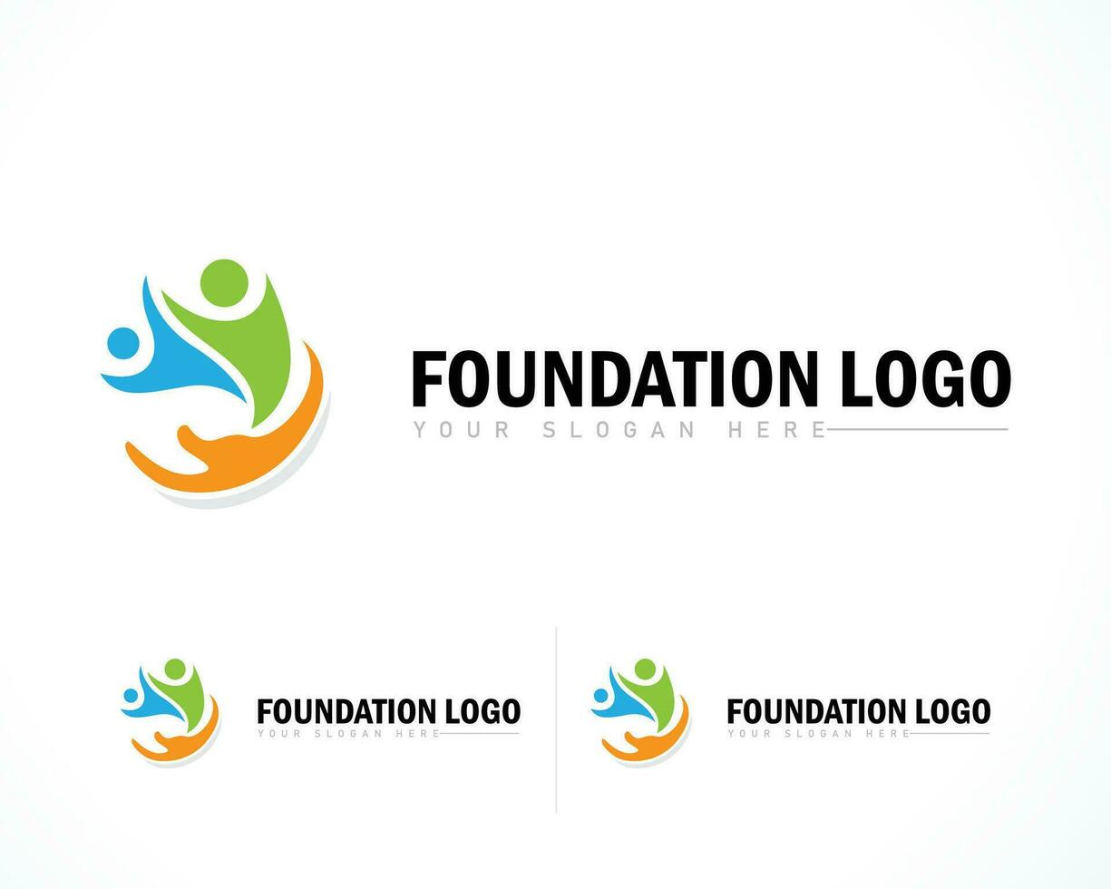 Fundación logo creativo personas cuidado resumen diseño concepto vector