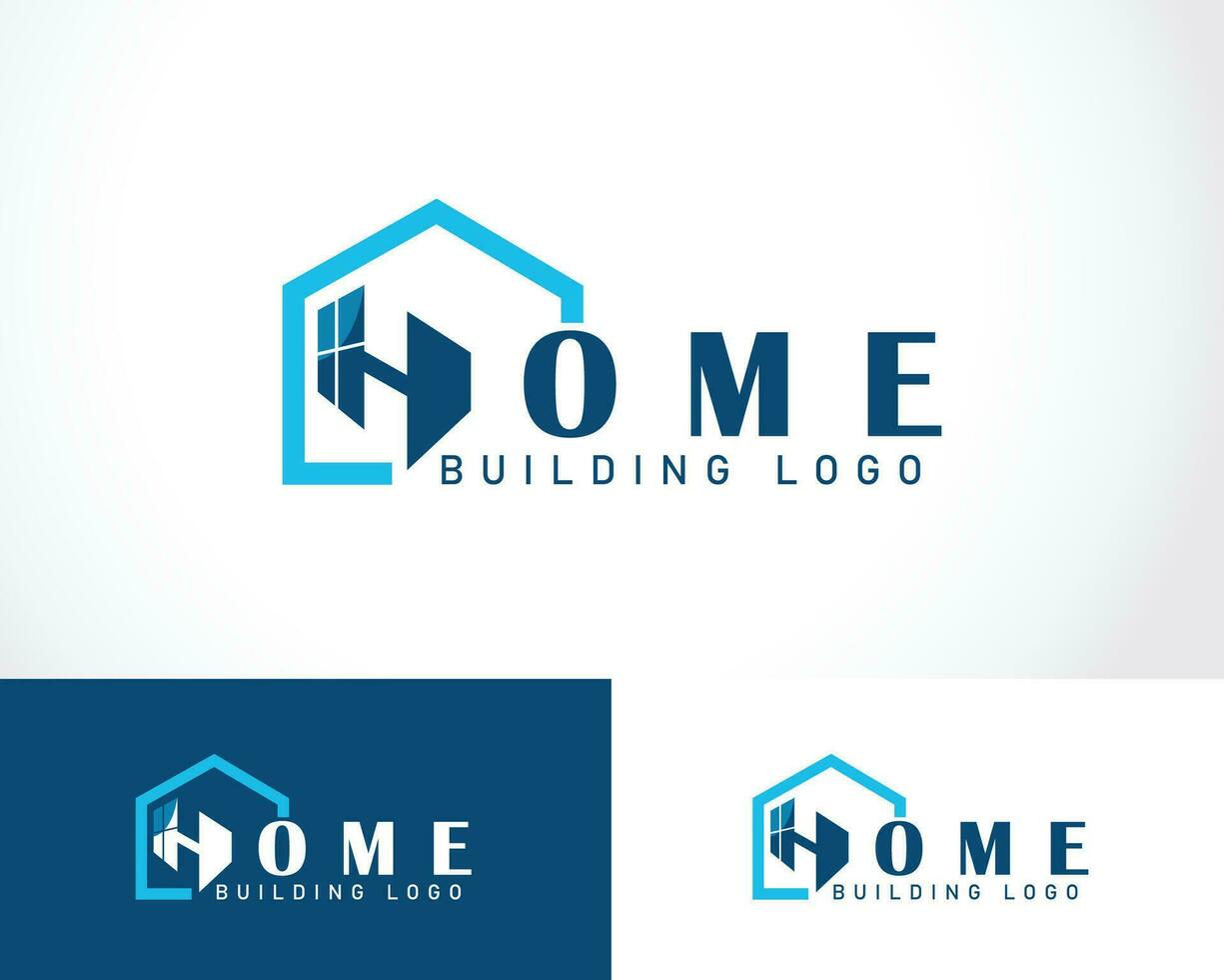 hogar logo creativo inicial h ventanas edificio modelo vector