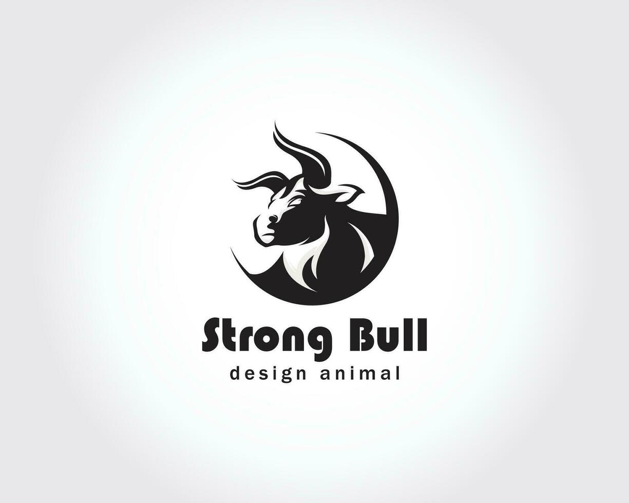 toro logo creativo negro vector diseño fuerte animal logo