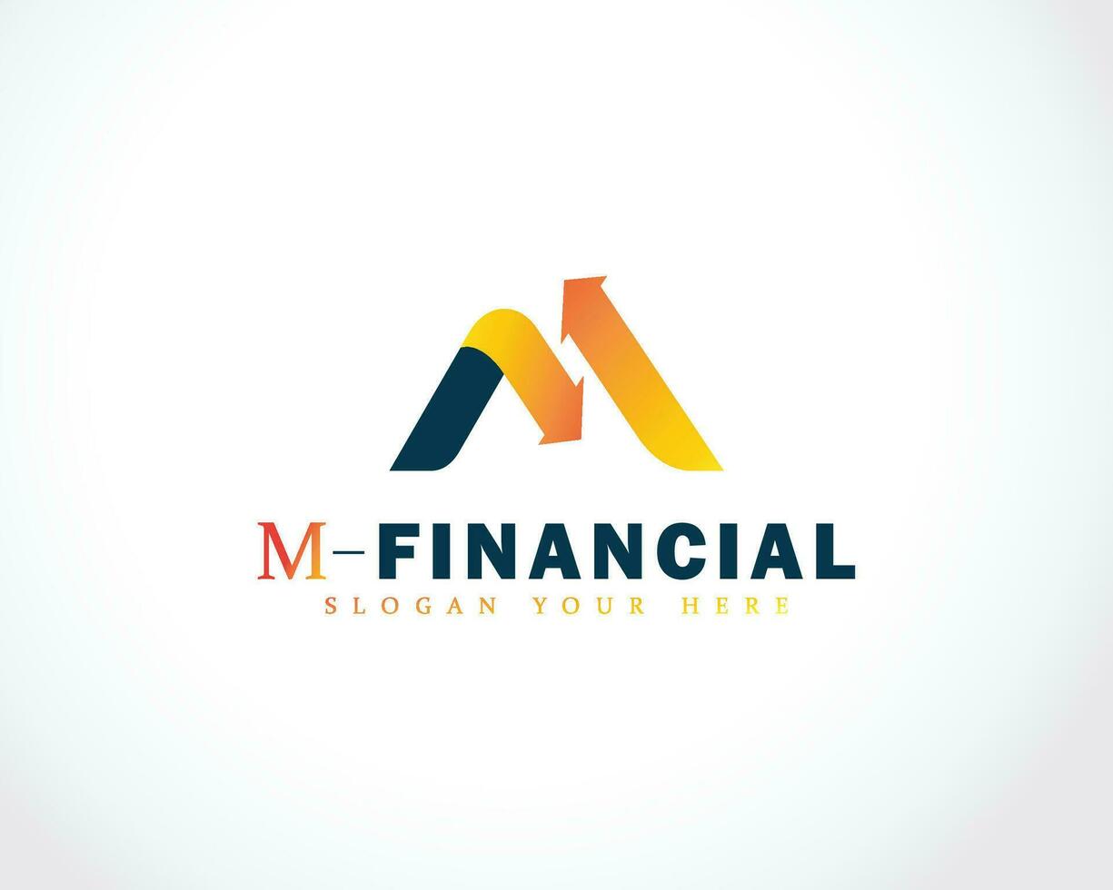 financial logo creative letter m sign symbol business arrow icon design vector