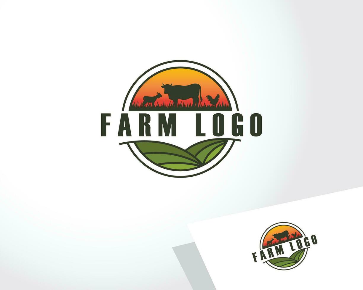 farm logo creative growth agriculture business emblem design template vector