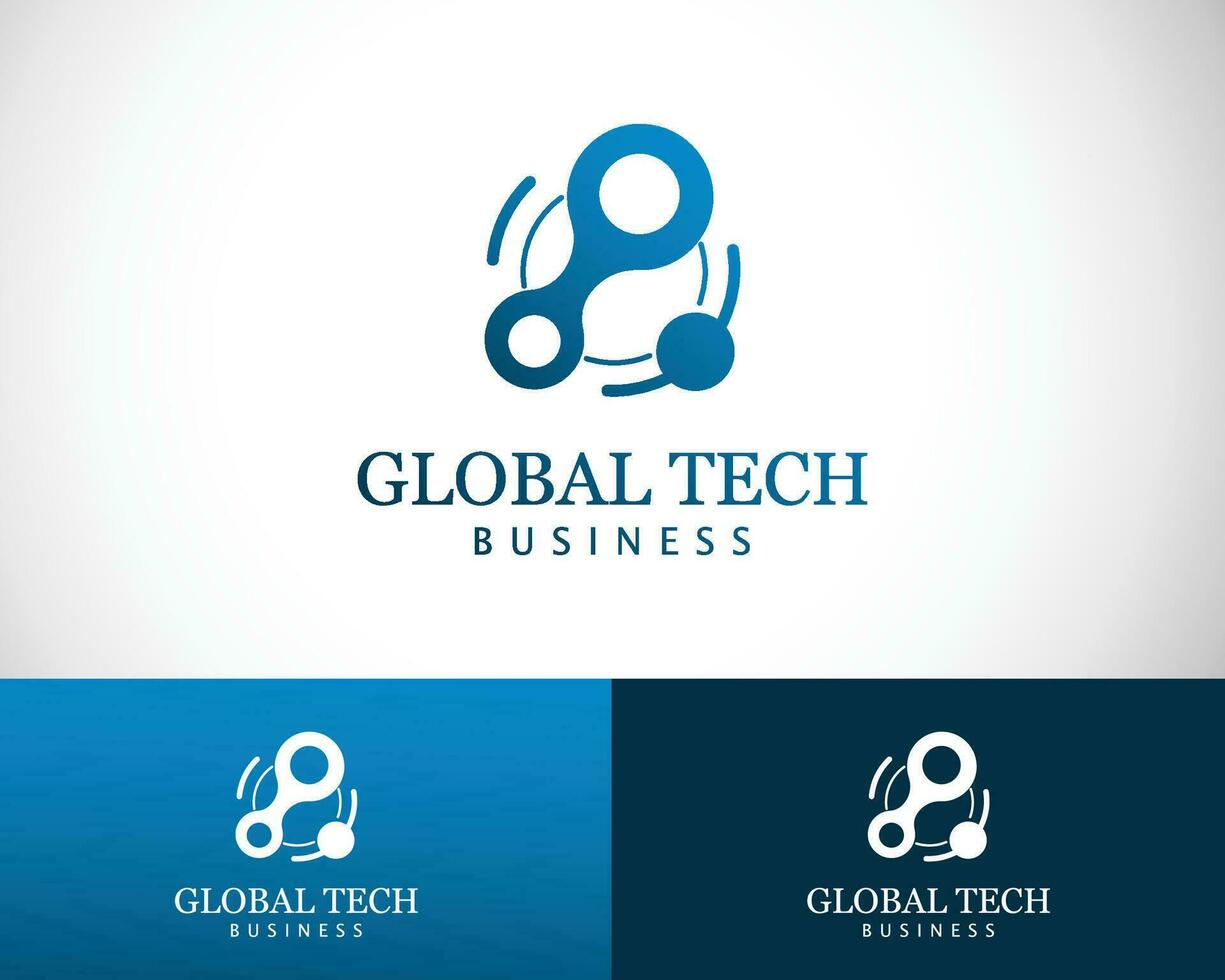 global tech logo creative icon sign symbol science lab molecule connect vector