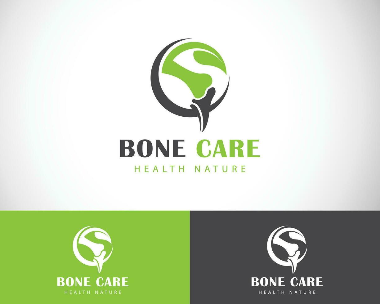 bone care logo creative health nature leave clinic solution design concept vector