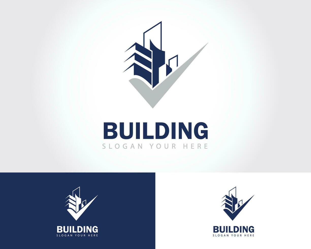 building check logo creative city skyline apartment vector