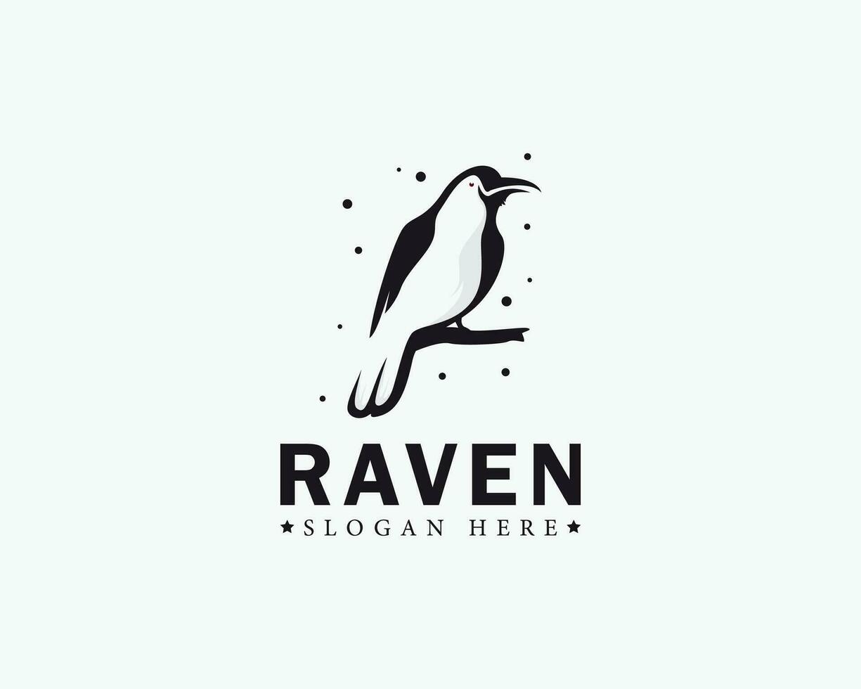 Raven logo creative black vector animal flying head illustration design