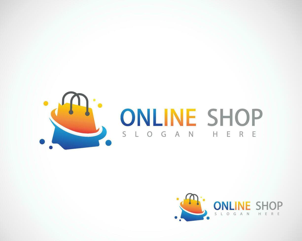 online shop logo creative business delivery store bag chart vector