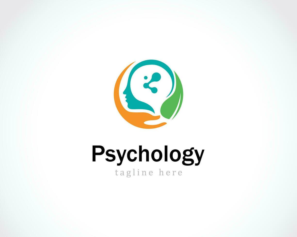 psychology logo science health care hand nature leave brain tech vector