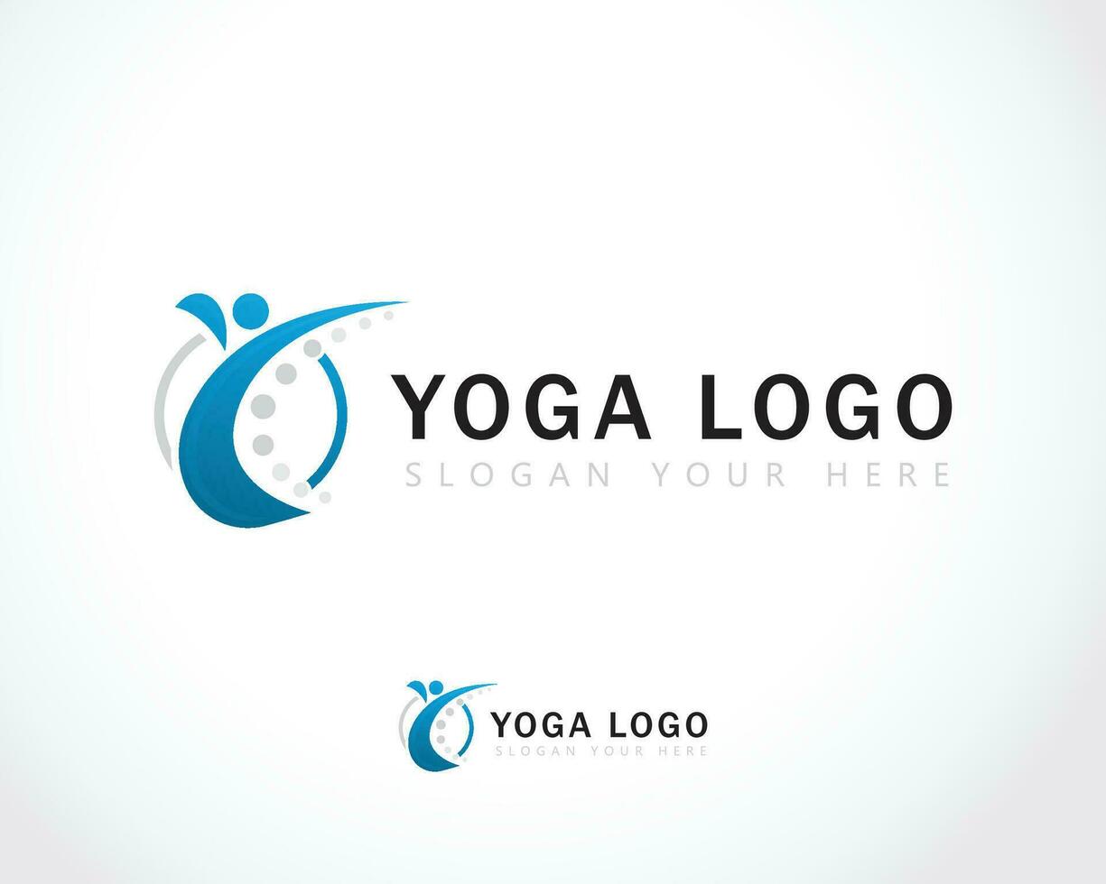 yoga logo creativo deporte salud cuidado espina hueso clínica diseño concepto vector