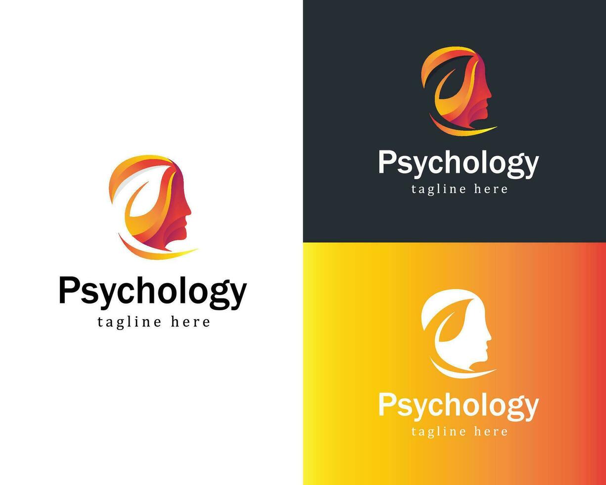 psychology logo creative nature leave health clinic smart mind design character vector