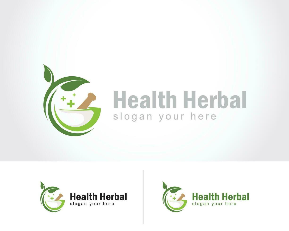 salud herbario logo creativo naturaleza herbario más diseño concepto clínica belleza vector