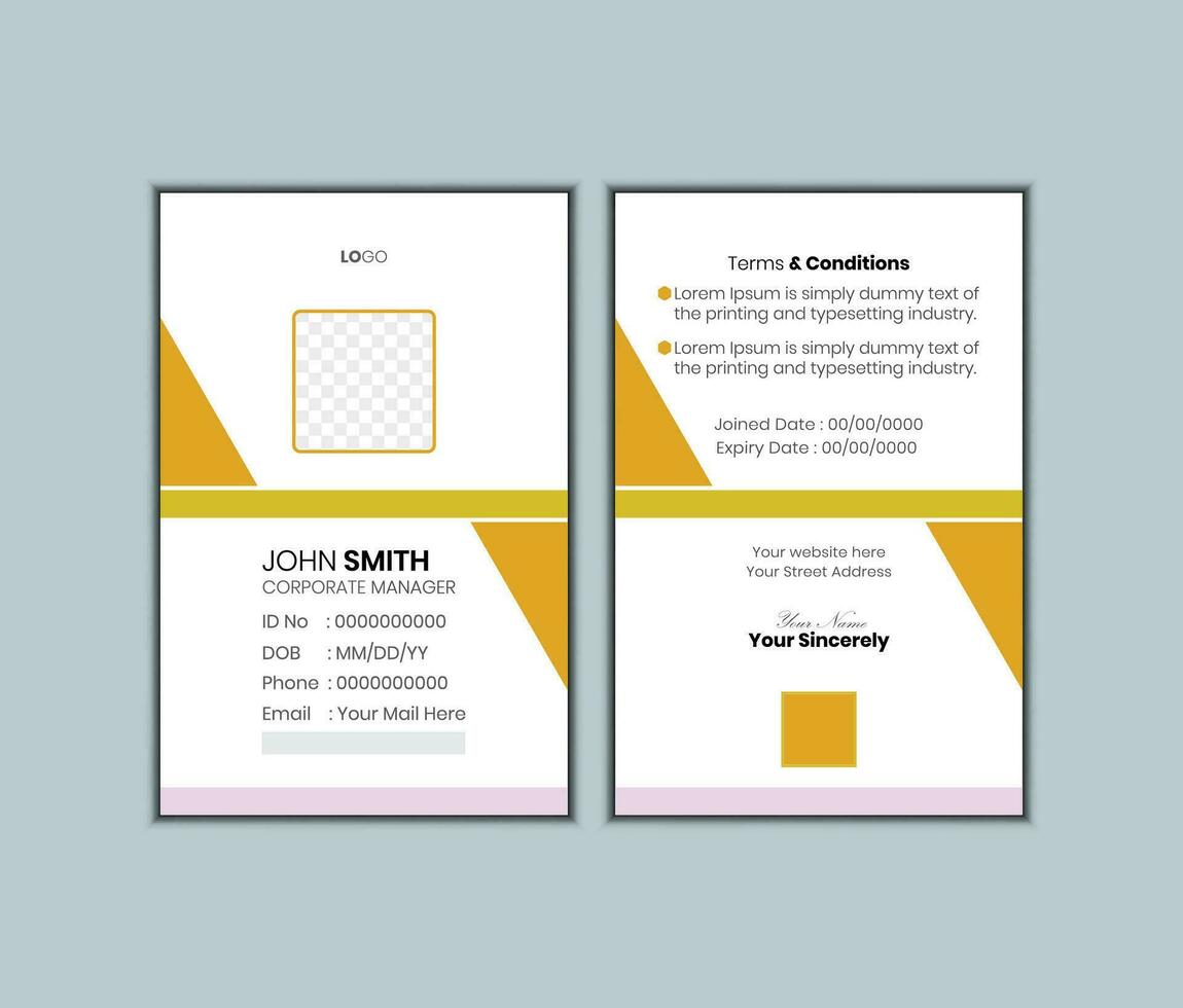 Company employee id card template  Pro Vector