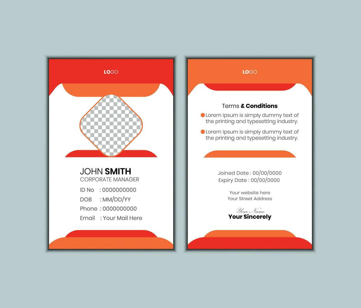 Company employee id card template Pro Vector