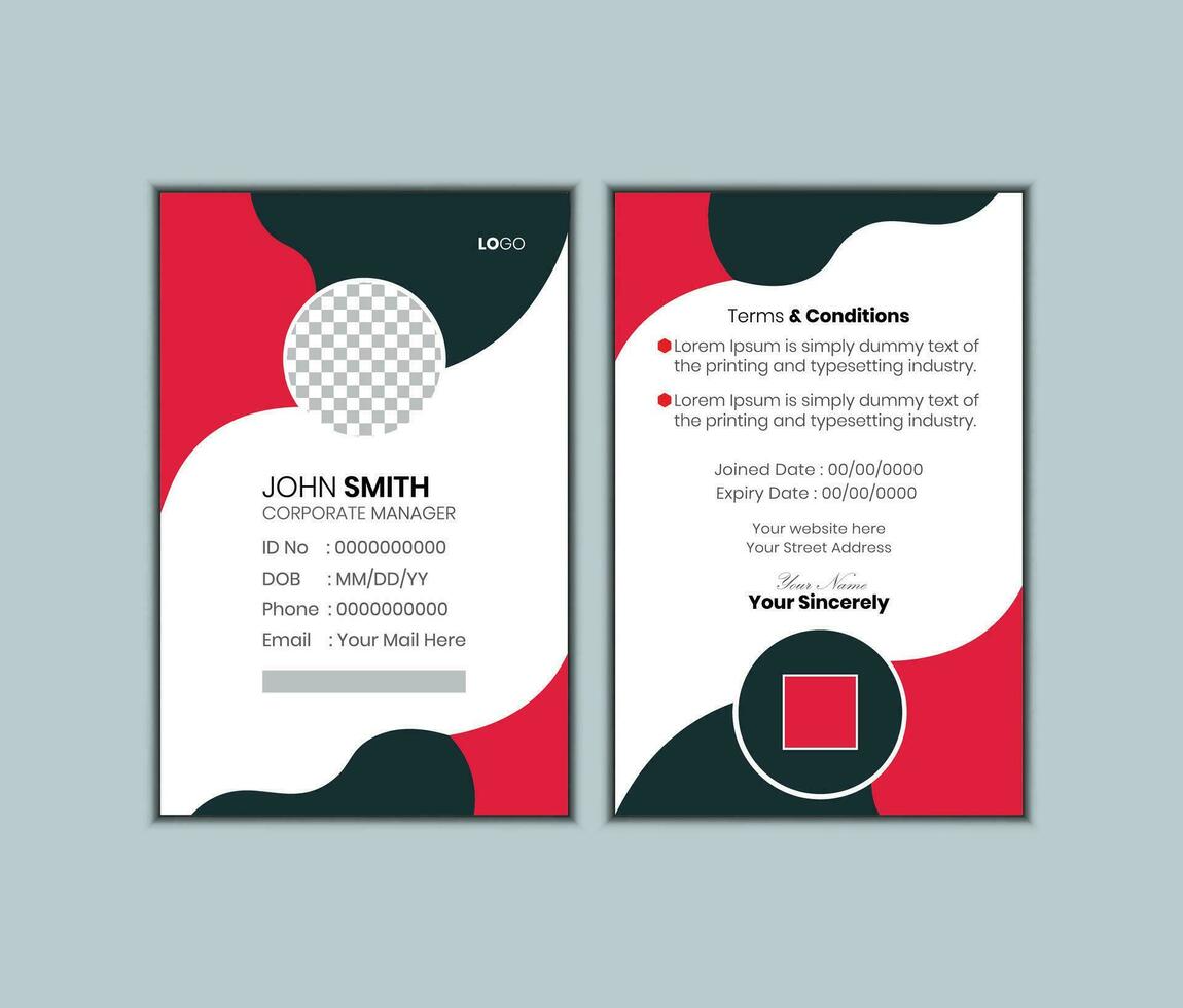 Company employee id card template  Pro Vector