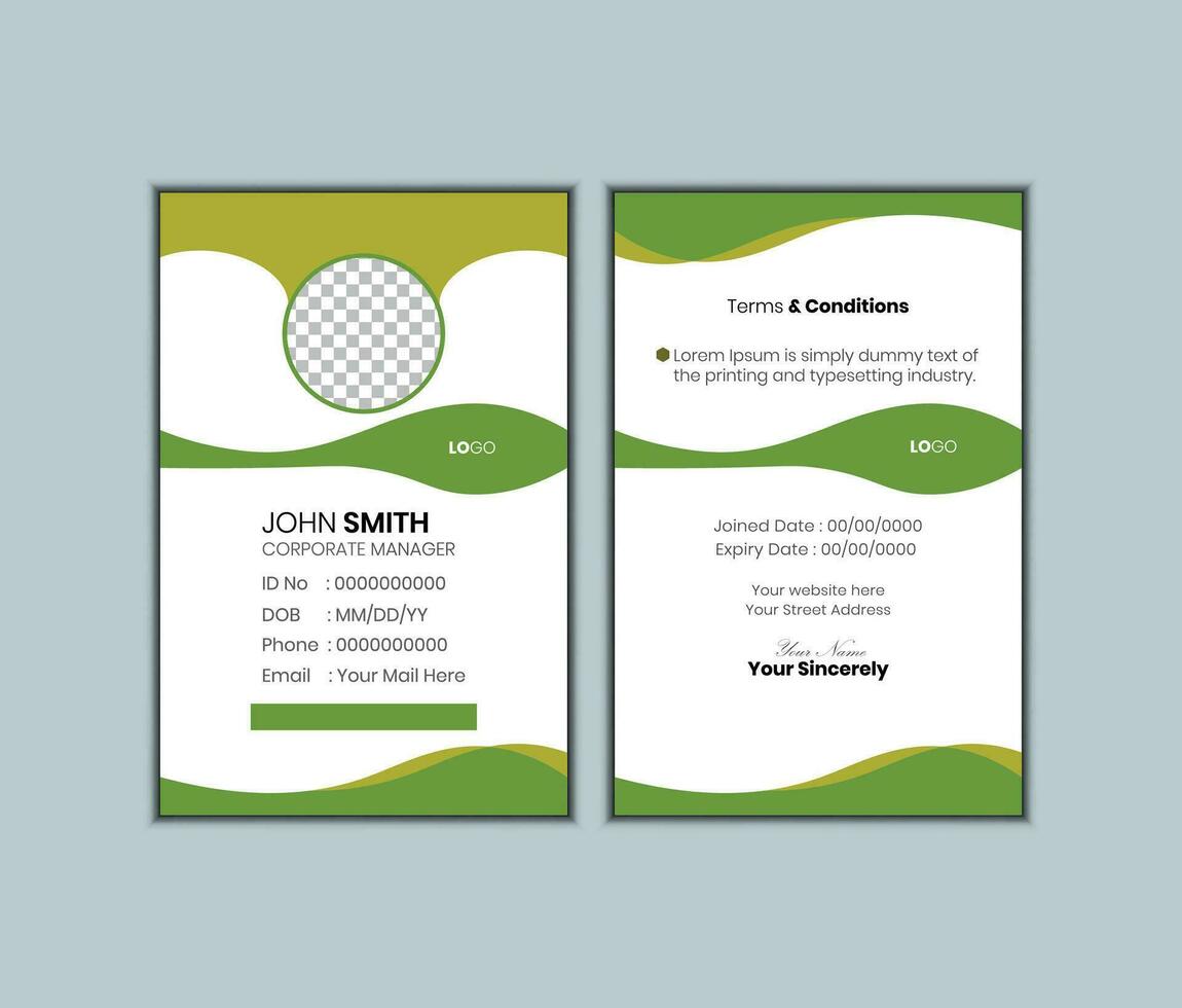 Company employee id card template Pro Vector
