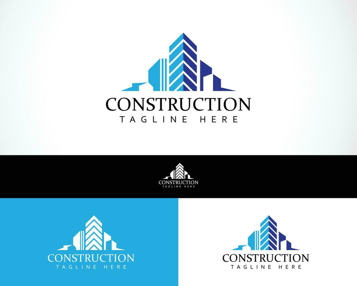 Building logo creative line art sign symbol construct city skyline business vector