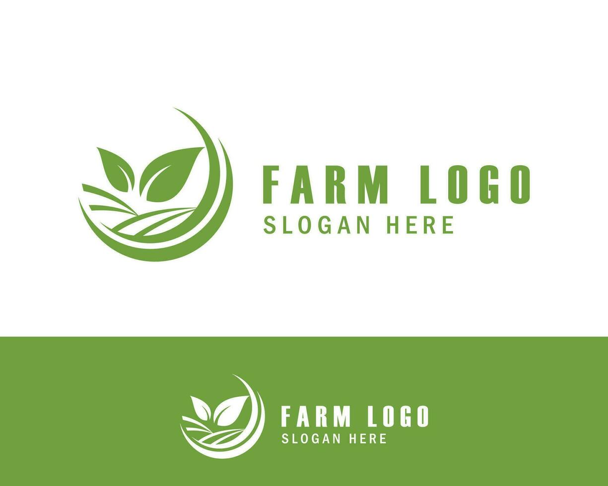 farm logo creative nature organic leave emblem design concept vector