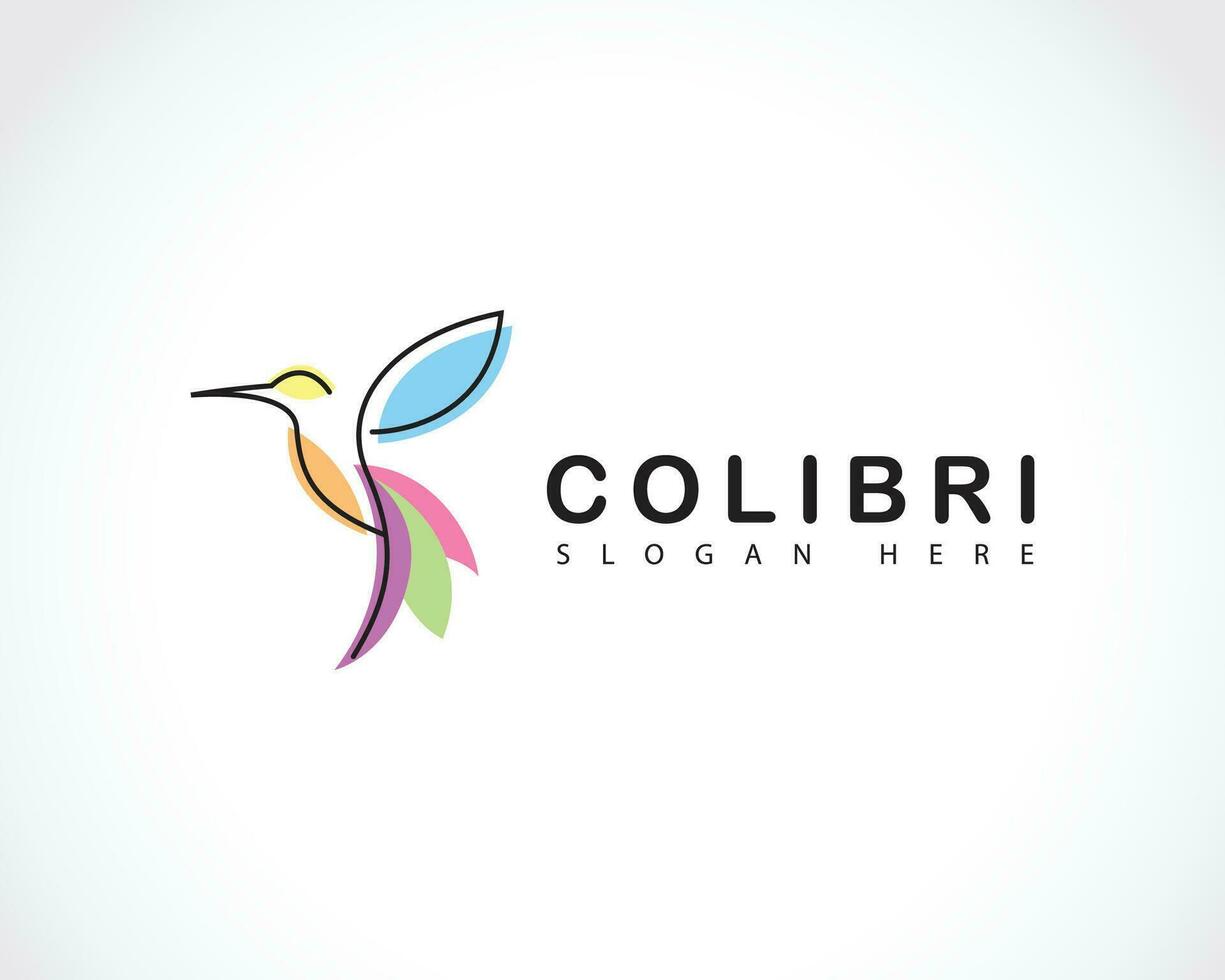 humming bird logo creative design template color flat vector