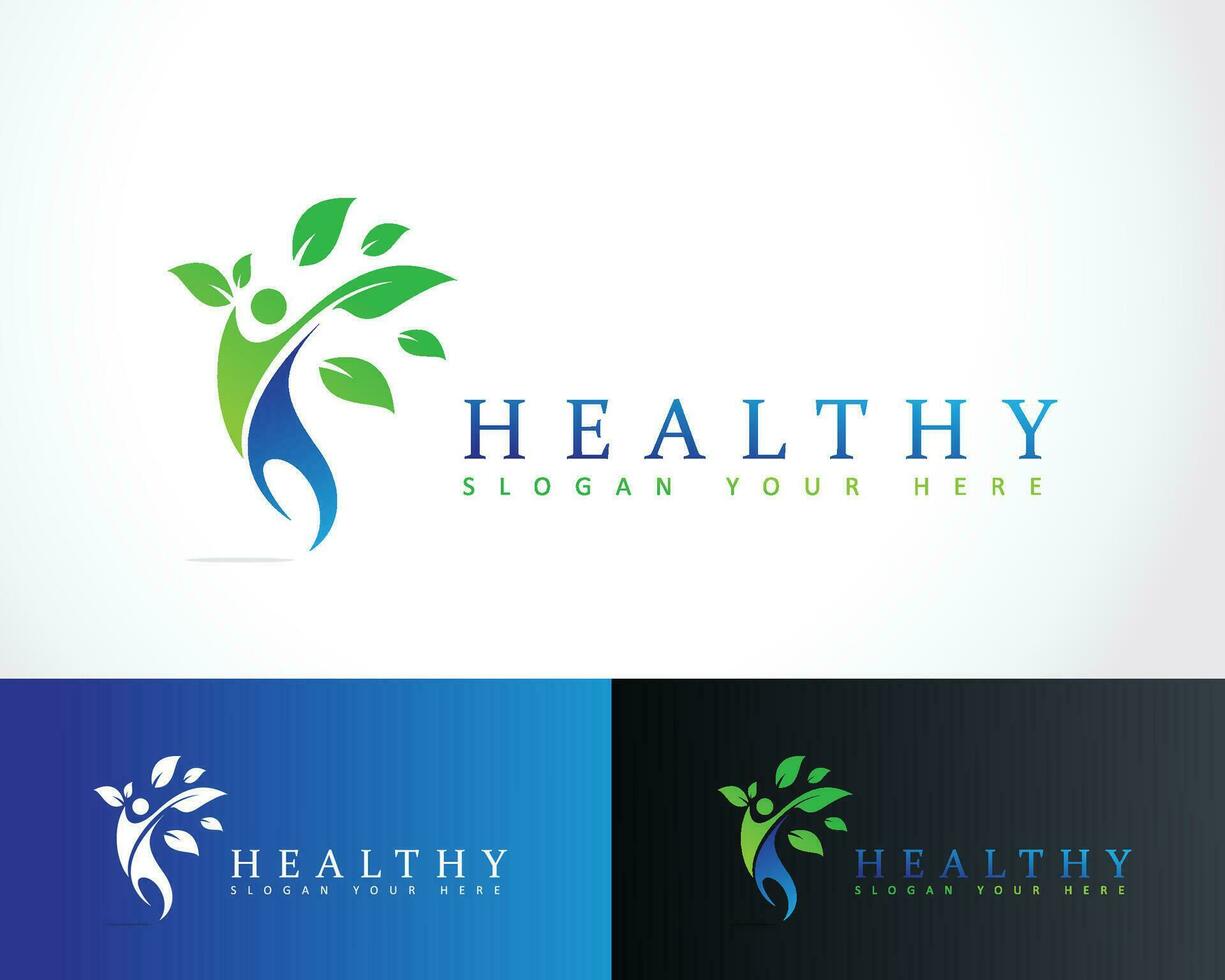 healthy logo creative people tree design concept business herbal medical vector