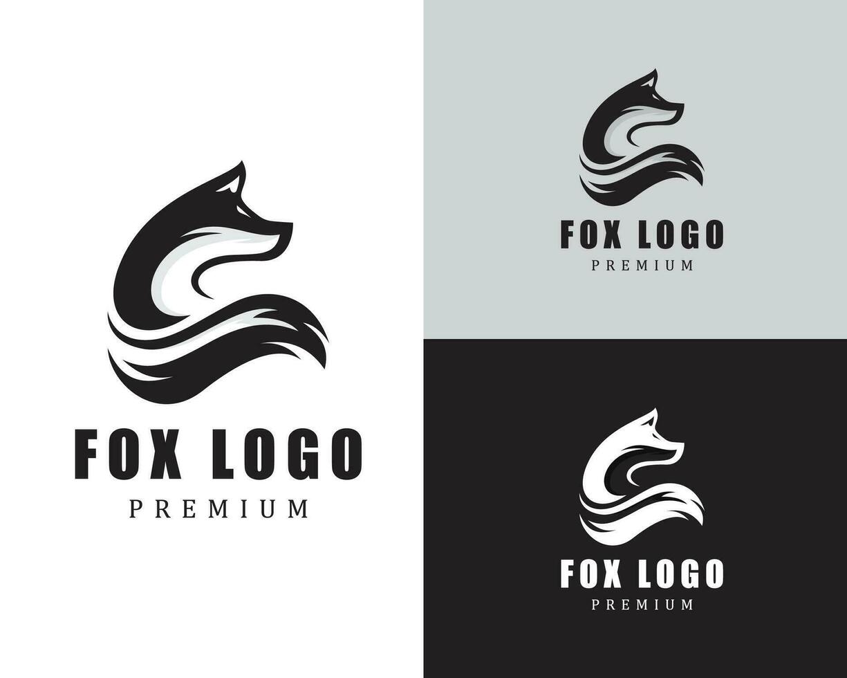 fox logo creative head black vector logo design
