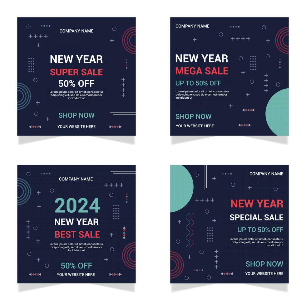 New year sale social media post or promotional banner with biggest discount offer template vector